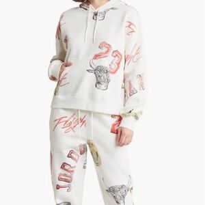 Jordan Brooklyn Ivory Fleece Sweat Pants and Hoodie Set Size M